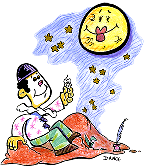 Musiques gratuites pour enfants, parents et enseignants. L'illustration de la chanson Au Clair de la Lune.