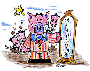 Musiques gratuites pour enfants, parents et enseignants. L'illustration de la chanson B&eacute;b&eacute; Cochon.
