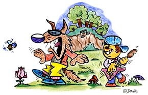 Musique gratuite pour enfants, parents et enseignants. Le dessin de la chanson Promenons-nous dans les Bois.