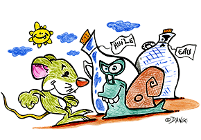 Musiques gratuites pour enfants, parents et enseignants. L'illustration de la chanson Une Souris Verte.